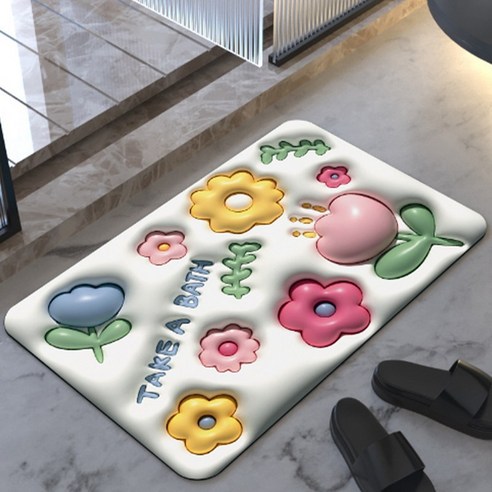 빨아쓰는 규조토 발매트 3D입체 주방 싱크대 매트, 블루