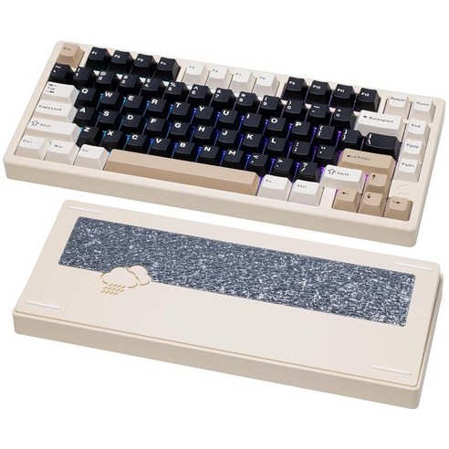 KEEBMONKEY Rainy75 알루미늄 HMX/JWK 스위치 기계식 키보드 우수한 음향 유선 BT 2.4G 무선 연결 RGB/FR4/실버 SUS304/7000mAh/W, Pro - White