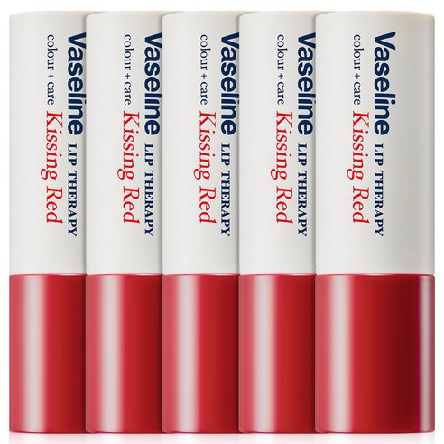 바세린 립 테라피 컬러 케어 립밤, 01 키씽 레드, 4.2g, 5개