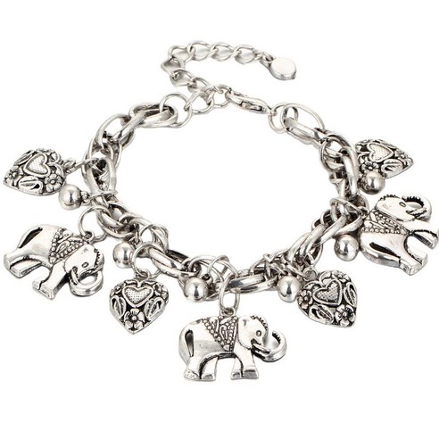 Bastera 여성을위한 빈티지 Anklets 코끼리 펜던트 매력 체인 비치 여름 발 발목 팔찌