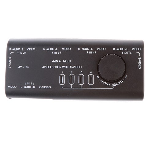4in1 AV 오디오 비디오 신호 스위치 분배기 RCA케이블, 블랙, 설명, 플라스틱