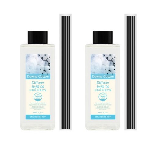 더허브샵 디퓨저 리필 오일, 다우니코튼, 200ml, 2개