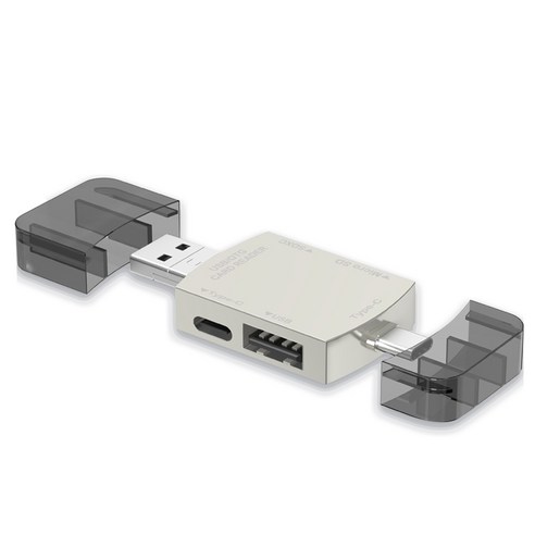 돌아라 c타입 멀티 USB3.2 SD TF 카드 리더기 OTG 리더기, 메탈릭 실버