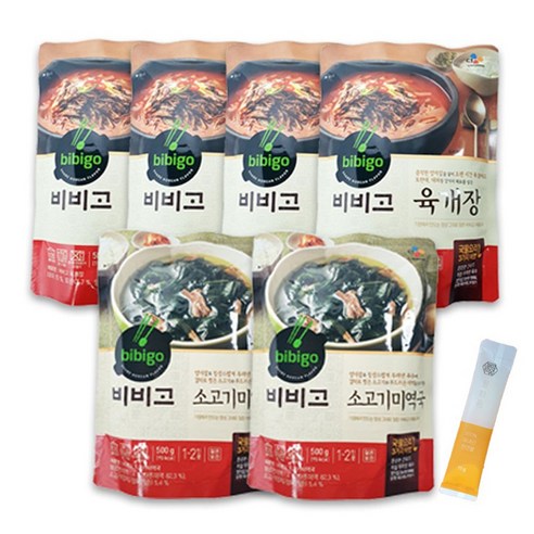 비비고 육개장 500g 4개 + 쇠고기미역국 500g 2개 + 열매따옴 꿀스틱 1개, 1세트