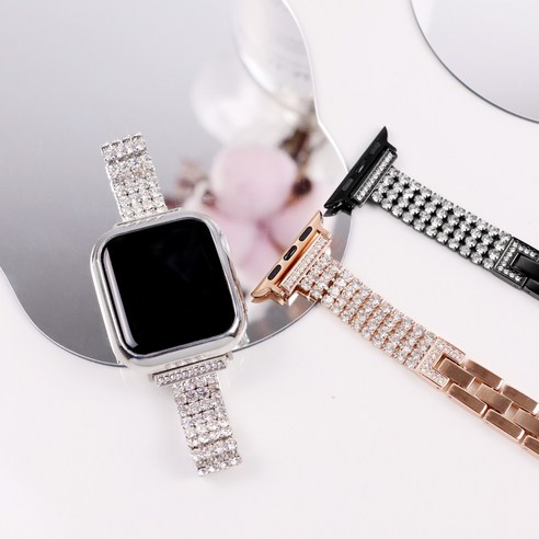 애플워치 라이트 슬림 큐빅 브레이슬릿 메탈 스트랩 밴드 시계줄 8 7 6 SE2 SE 5 4 3 2 1 호환, 블랙