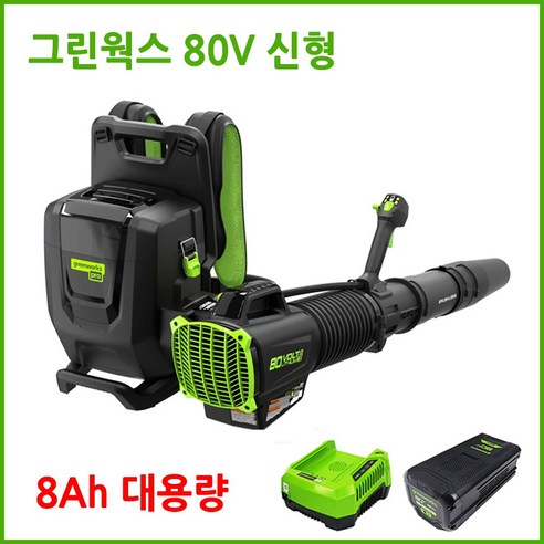 그린웍스 80v 백팩 충전 송풍기 제설 배낭형 브로워 무선 낙엽청소기, 선택6 본체+고속충전가+8Ah배터리 1개