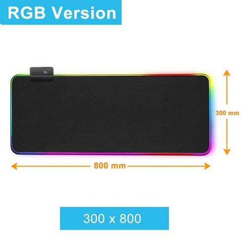[SW] RGB 마우스 패드 게임용 마우스 패드 게이머 대형 책상 백라이트 매트 컴퓨터 Led 카펫 표면 Mause Ped Xl Deskpad Protector, RGB300x800mm_러시아