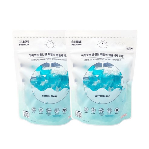 아이보브 프리미엄 코튼블랑 올인원 패밀리 캡슐세제, 45개입, 2개