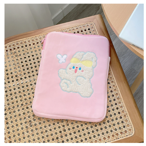 태블릿PC 아이패드 파우치 강아지 토끼 양 자수 큐티 캐릭터 태블릿 파우치 노트북 케이스 가방, 01