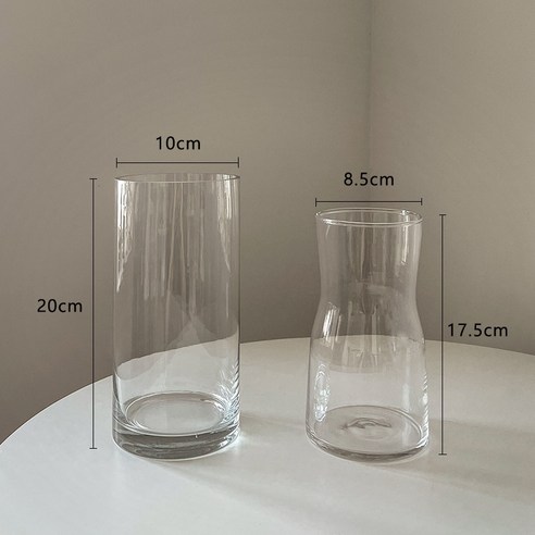 DFMEI 인터넷 연예인 꽃병 스타일 유리 투명 노르딕 튤립 수경 꽃 거실 꽃꽂이 작은 장식 고급 감지, 스트레이트 10*20 + 작은 허리 투명 패키지