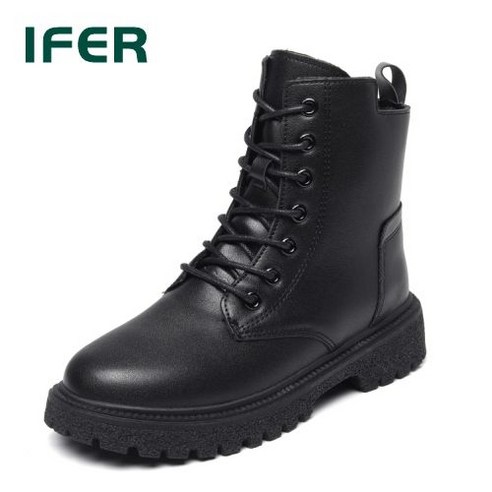 IFER 여성 워커 패션 여성 스니커즈 여성 부츠 블랙