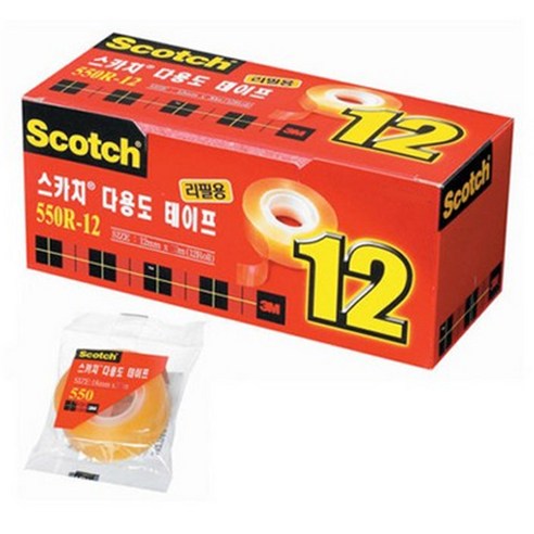 3M 스카치테이프 리필 물레방아용 3개입 / 12mm 20M /투명스카치 다목적, 36롤
