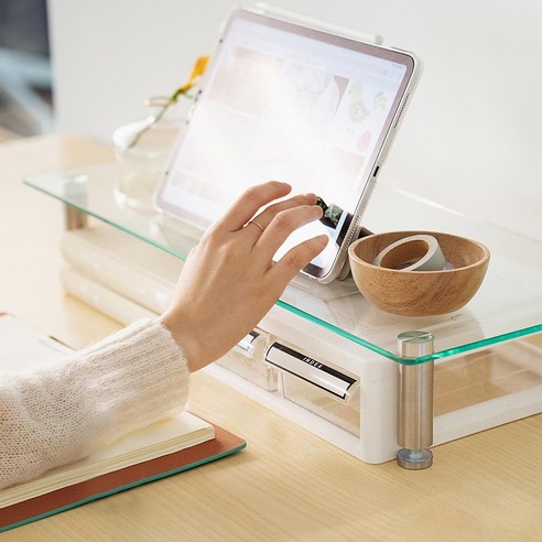 루킨스 렌더 560 강화유리 투명 모니터받침대