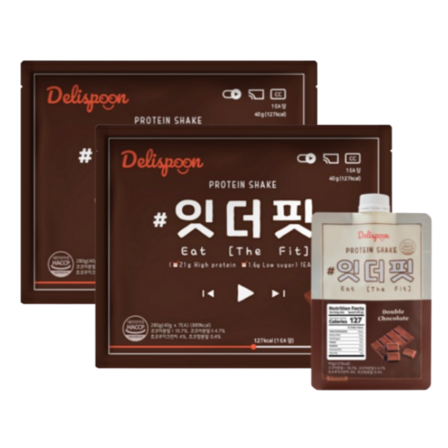 델리스푼 단백질 쉐이크 잇더핏 5주플랜 (더블초코맛 35개입), 40g, 35개