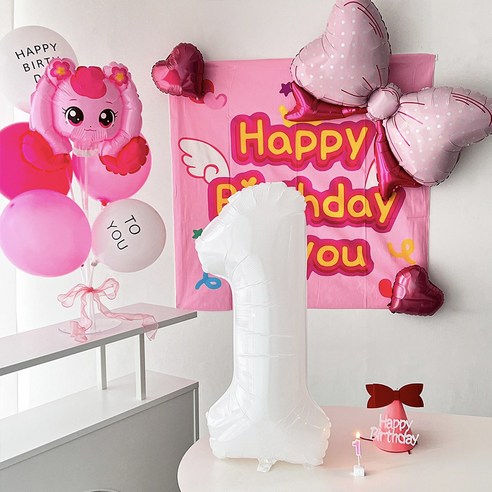 하피블리 산리오 캐릭터 풍선 아이 생일 파티 용품 세트, 티니핑, 프리미엄세트(숫자1)