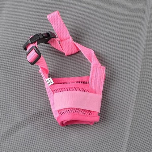 작은 대형견용 짖는 총구 조절 메쉬 통기성 반려동물 입 나일론 스트랩 액세서리, XXL, 분홍색