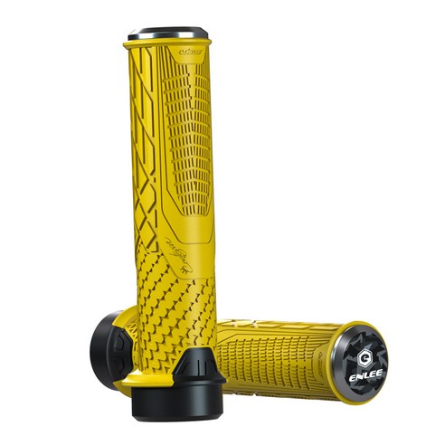 BMX 핸들 바 그립 - 잠금에 이중 잠금 - 산악 자전거 스턴트 스쿠터용, 138x22x22mm, 고무 알루미늄, 옐로우