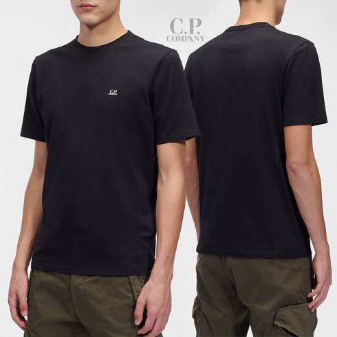 CP컴퍼니 JERSEY 스몰 로고 크루넥 반팔 티셔츠 BK