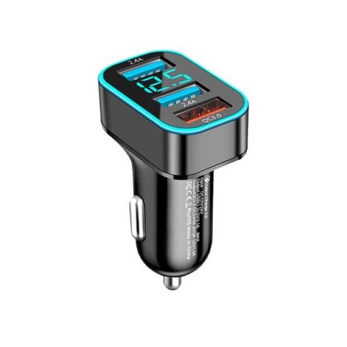 차량용 고속 충전 어댑터 다기능 디지털 디스플레이 QC3.0 원 견인 3 USB, 01 CH44QC