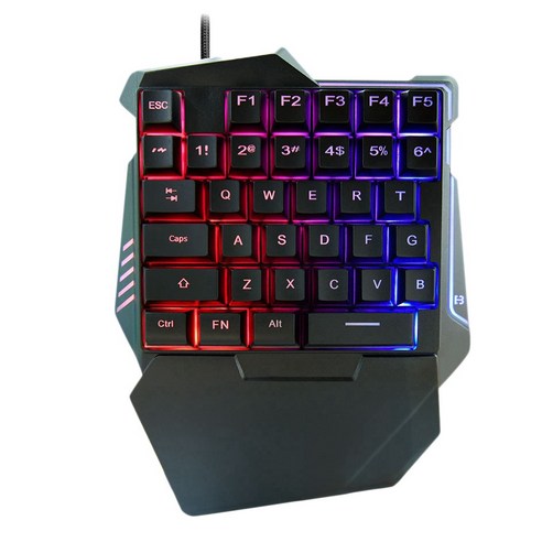Xzante G7 한 손으로 키보드 숫자 키패드 USB 37 키 핸디 컬러 백라이트 컴퓨터/노트북용 기계식, 검정