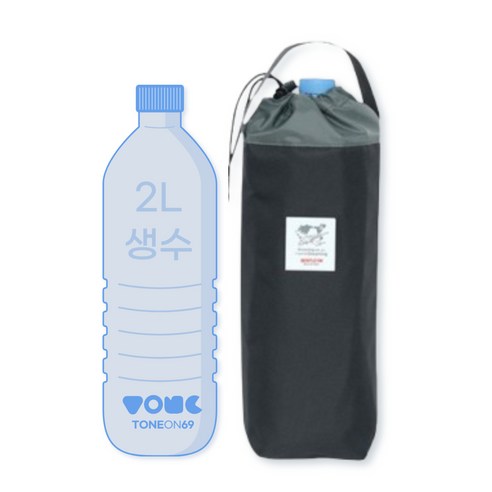 톤온69 2L 물병 가방 보냉백 파우치 생수 물통 보냉가방, 그레이, 1개