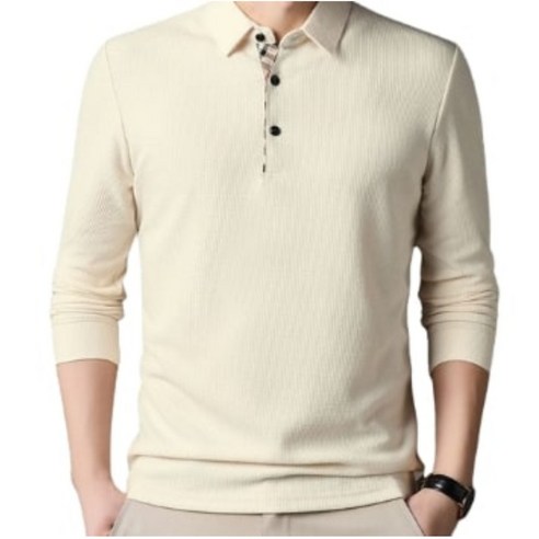 남자긴팔 체크카라 골프피케티셔츠 : 편안한 데일리 골프 셔츠