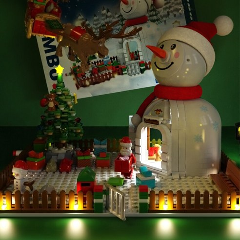 크리스마스 눈사람 이글루 장식 블럭 LED 조명 성탄절