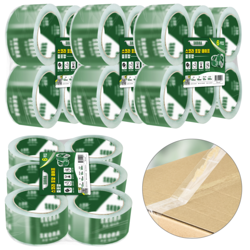 투명 박스 포장 테이프 48mm x 50M, 53mic, 36개입