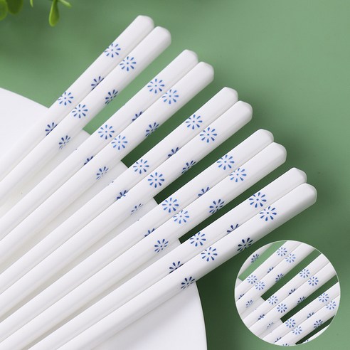 BLOWFISHFUGU 고급 빈티지 도자기 도자기 젓가락 내열 젓가락 세라믹젓가락 24.5CM, 10개, 화이트C