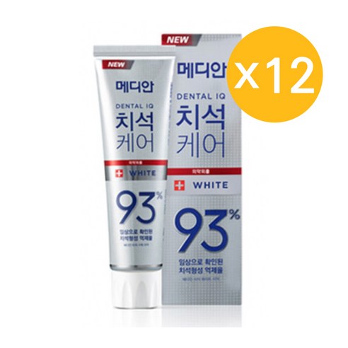 메디안 치석케어 화이트 치약, 120g, 12개