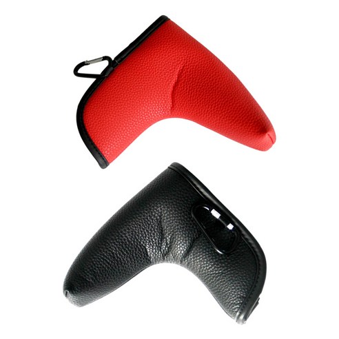 2pcs 골프 블레이드 퍼터 헤드 커버 헤드 커버 프로텍터 가방 클럽 커버 슬리브, 블랙 + 레드, PU 가죽