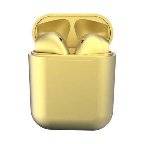Dkaony Bluetooth 무선 이어 버드 Inpods12 블루투스 5.0 이어폰 헤드폰 스포츠, 노란색
