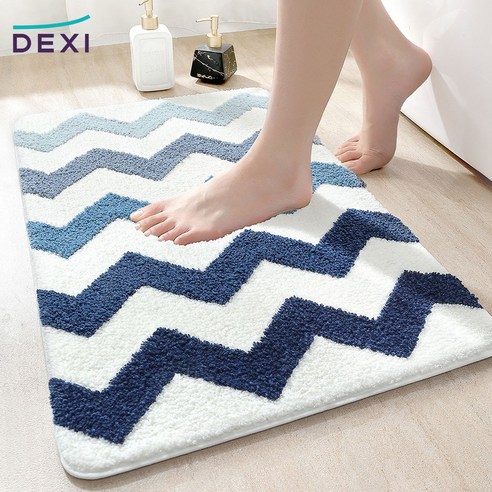 DEXI 부드러운 도톰 극세사 욕실 화장실 현관 미끄럼방지 논슬립 프리미엄 욕실 발매트, Gradient blue, 1개