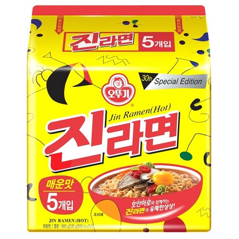   진라면 오뚜기 매운맛 120g, 5개