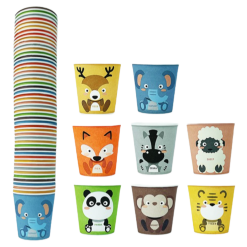 동물종이컵 184ml 일회용종이컵 동물 캐릭터 자판기컵 커피컵, 2개