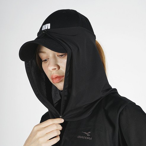홈바내쓰 자외선차단 얼굴 햇빛가리개 썬가드 여름 등산 농사 메쉬 모자 2개, 블랙+블랙