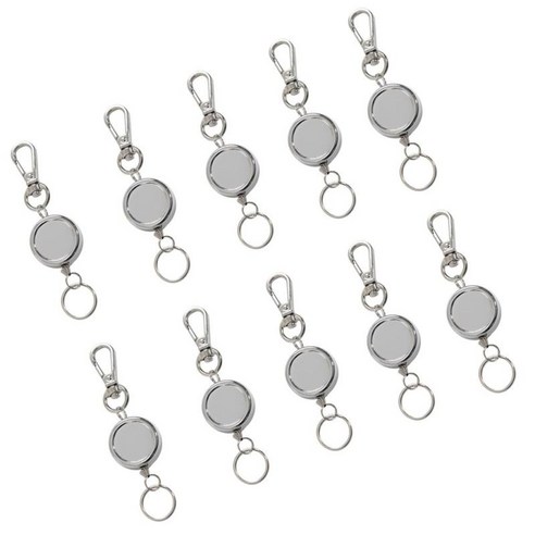 10pcs 개폐식 열쇠 고리 분실 방지 텔레스코픽 카라비너 ​​당겨 열쇠 고리 도구, 실버, {"수건소재":"금속"}