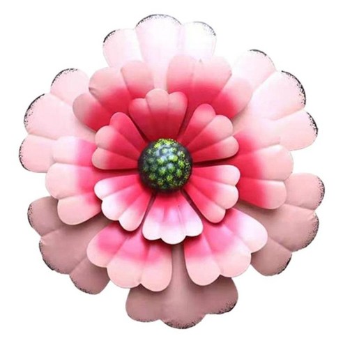 생생한 금속 꽃 벽 조각품 예술 거는 실내 옥외 가정 장식, 분홍, 30cm, 철