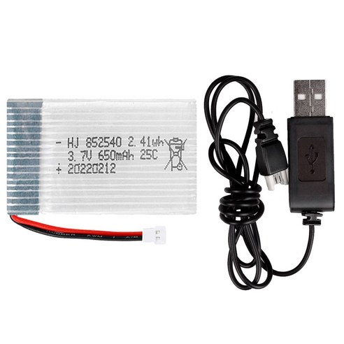 올칩 드론배터리 3.7V 650mAh USB 충전기 세트 SYMA X5 X5C X5S 호환 부품, 1개, (X5C) 650mah1개+USB충전기1개