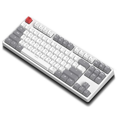 KEYXGSUL 유무선 2.4G PBT 이중사출 키캡 핫스왑 게이밍 기계식 키보드, 회색, 갈축