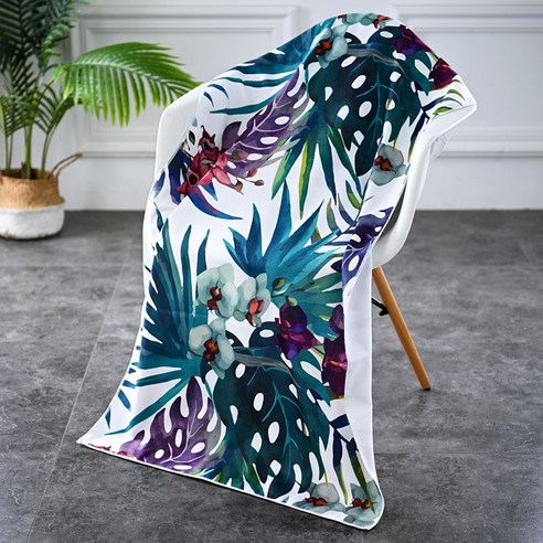 락인 대형 비치타올 캠핑매트 비치타월 큰수건, 150cm*70cm, 11 녹색 잎, 1개