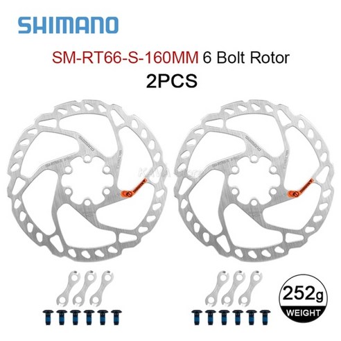 Shimano SM-RT76 SM-RT66 SM-RT64 SM-RT54 디스크 브레이크 로터 160mm SM-RT66 203mm slx zee deore mtb 사이클링 부, sm-rt66-s 160 2p, 1개