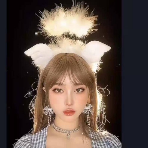 LED 왕관 LED 티아라 천사왕관 티아라 점멸 왕관 머리띠 크리스마스 할로윈 파티용품, 2개