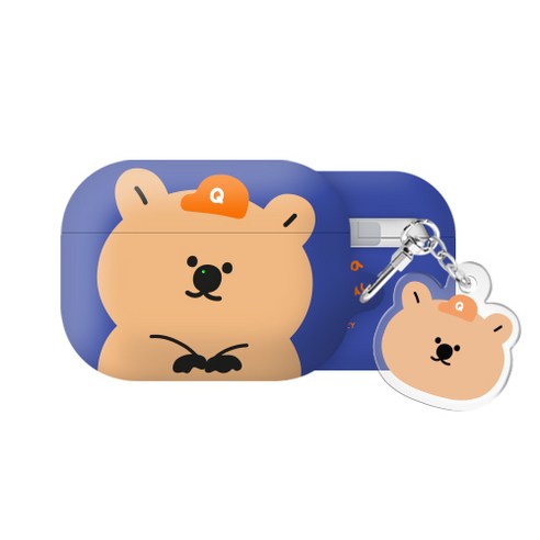 쿼카 모자 에어팟프로2세대 하드 케이스 키링 세트, 오렌지, AirPods Pro(2세대)