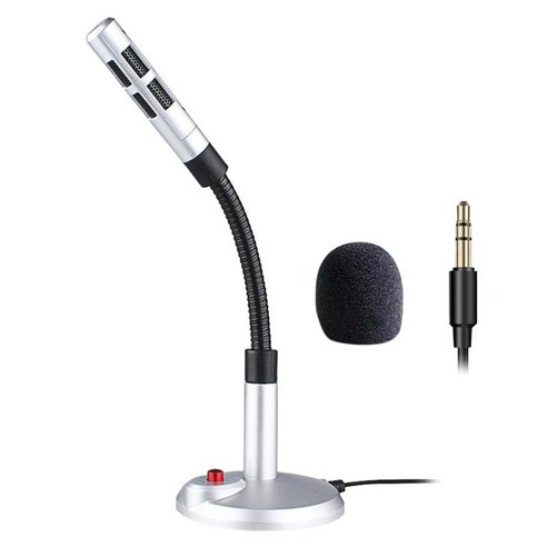GHSHOP PC 컴퓨터 용 USB/3.5mm 미니 콘덴서 마이크 마이크, 설명, F11 실버 3.5mm, 플라스틱 철
