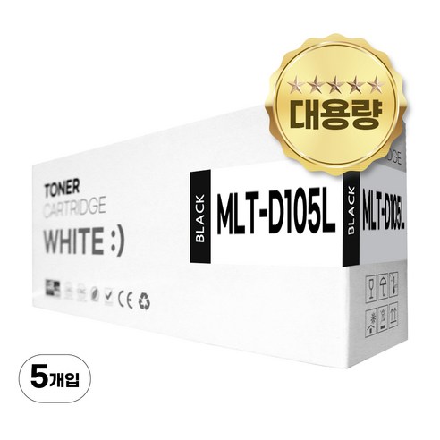 삼성 MLT-D105L 재생토너 대용량 ML-1910K ML-2540 SCX-4600K, 5개, MLT-D105L 대용량