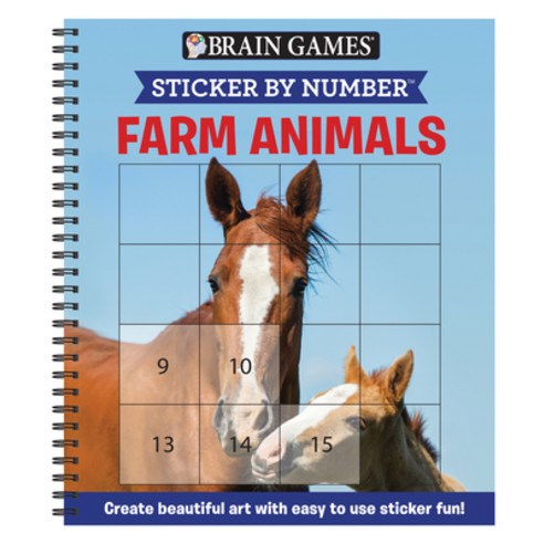Brain Games - Sticker by Number: Farm Animals (Square Stickers): Create Beautiful Art with Easy to U... Spiral, Publications International,..., English, 9781645581734