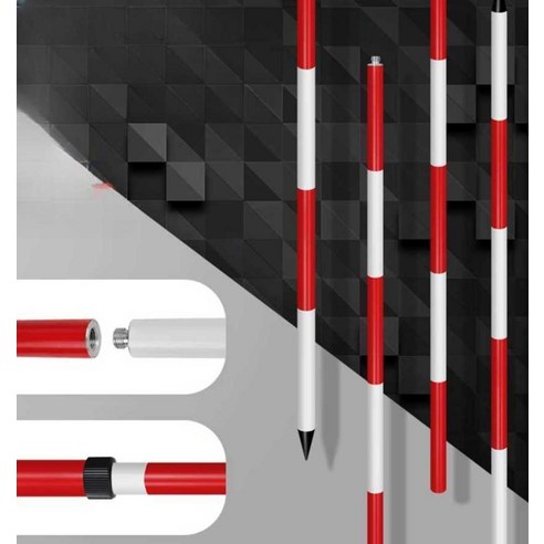 측량 스타프 막대 폴 알루미늄 폴대 연결형 길이 눈금자 조절 2m 3m 측정, 1. 3m (유연한 3섹션), 1개