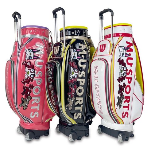 골프백 정품 M.Usports 골프 가방 여성용 트롤리 가방 3 색 크리스탈 소재 방수 바퀴 달린 골프 가방 골프 여성 가방 화이트 MU, 블랙 MU
