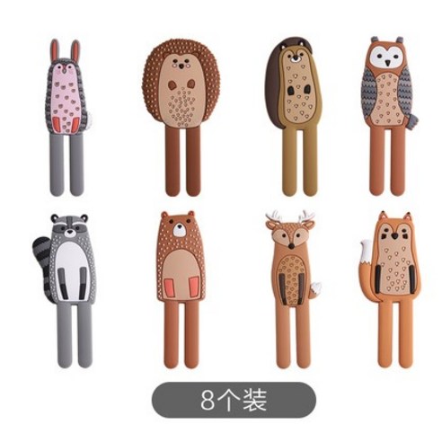 만화 동물 다기능 마그네틱 스티커 후크 원활한 후크 창조적 인 귀여운 냉장고 장식 스티커 메시지 보드 마그네틱 스티커, 여덟 팩, 중간